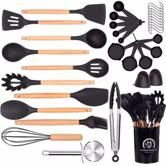 Não cole a resistência térmica utensílios de acampamento da cozinha do silicone de 35 partes