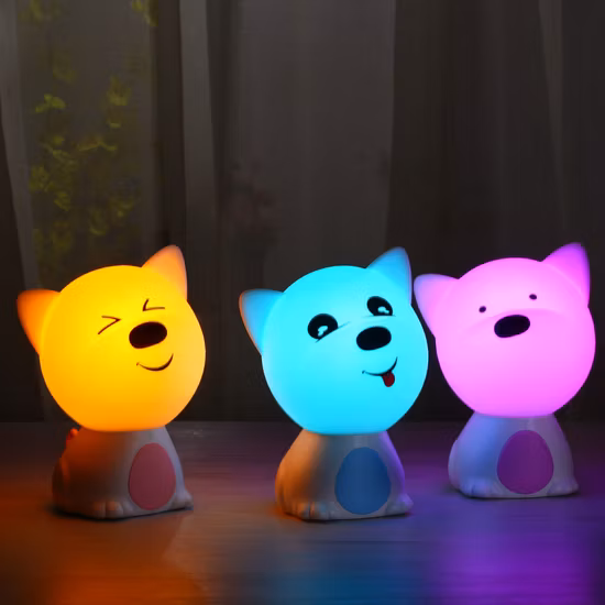 Luz noturna USB para cachorro fofo de silicone inteligente com bateria de lítio recarregável
