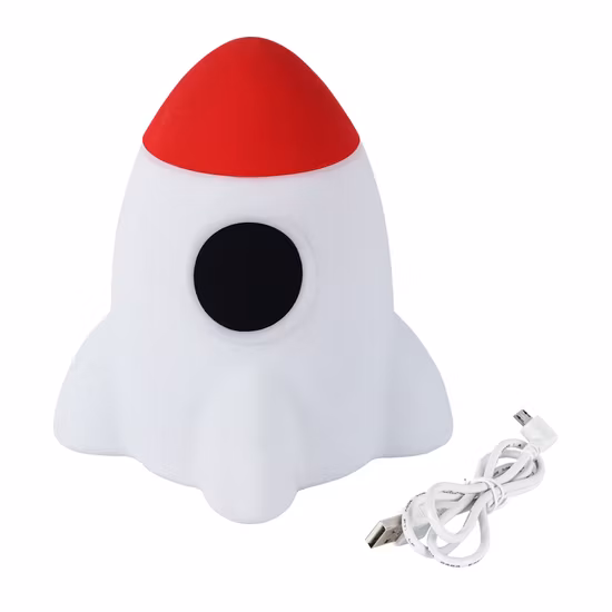 Alta qualidade 3.7V 20lm Controle de Toque de Silício Cor Alterável Pequeno Foguete LED Luz Noturna para Presente Infantil